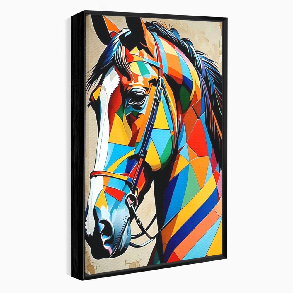 Tablou Canvas Premium, LuxCanva® C1301, Calul din lumina, Geometrie, Culori, Abstract, Armasar, Herghelie, Curcubeu, Calaret, Noblete, Forta, Gratie, Natura, Eleganta, Birou, Living, Dormitor