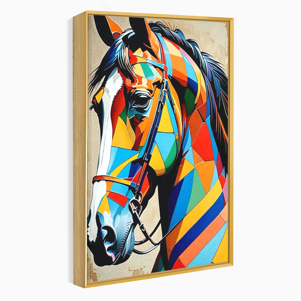 Tablou Canvas Premium, LuxCanva® C1301, Calul din lumina, Geometrie, Culori, Abstract, Armasar, Herghelie, Curcubeu, Calaret, Noblete, Forta, Gratie, Natura, Eleganta, Birou, Living, Dormitor