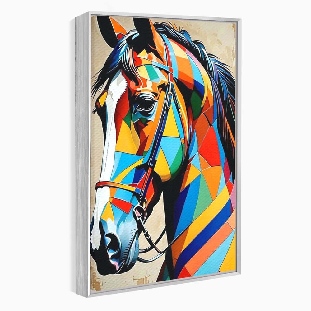 Tablou Canvas Premium, LuxCanva® C1301, Calul din lumina, Geometrie, Culori, Abstract, Armasar, Herghelie, Curcubeu, Calaret, Noblete, Forta, Gratie, Natura, Eleganta, Birou, Living, Dormitor