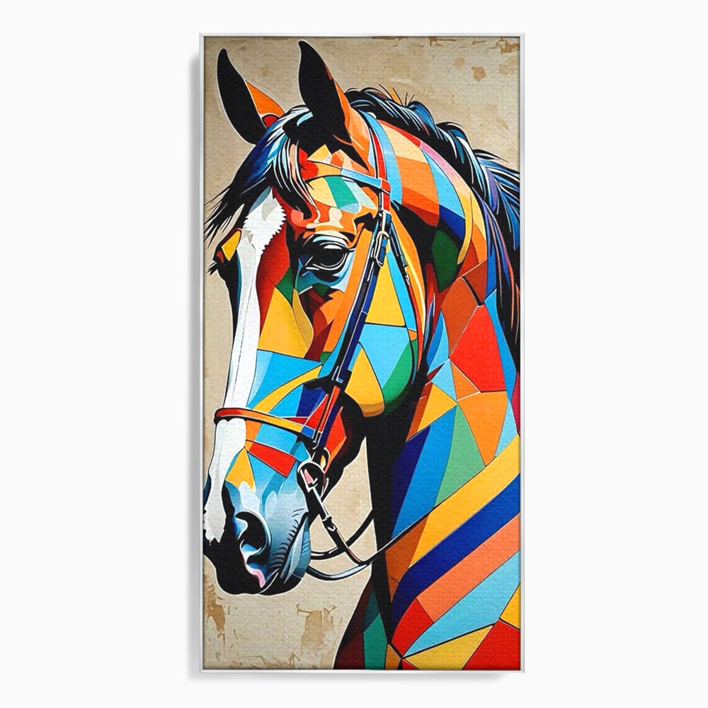 Tablou Canvas Premium, LuxCanva® C1301, Calul din lumina, Geometrie, Culori, Abstract, Armasar, Herghelie, Curcubeu, Calaret, Noblete, Forta, Gratie, Natura, Eleganta, Birou, Living, Dormitor