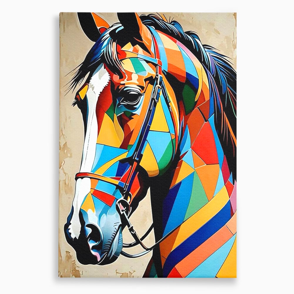 Tablou Canvas Premium, LuxCanva® C1301, Calul din lumina, Geometrie, Culori, Abstract, Armasar, Herghelie, Curcubeu, Calaret, Noblete, Forta, Gratie, Natura, Eleganta, Birou, Living, Dormitor