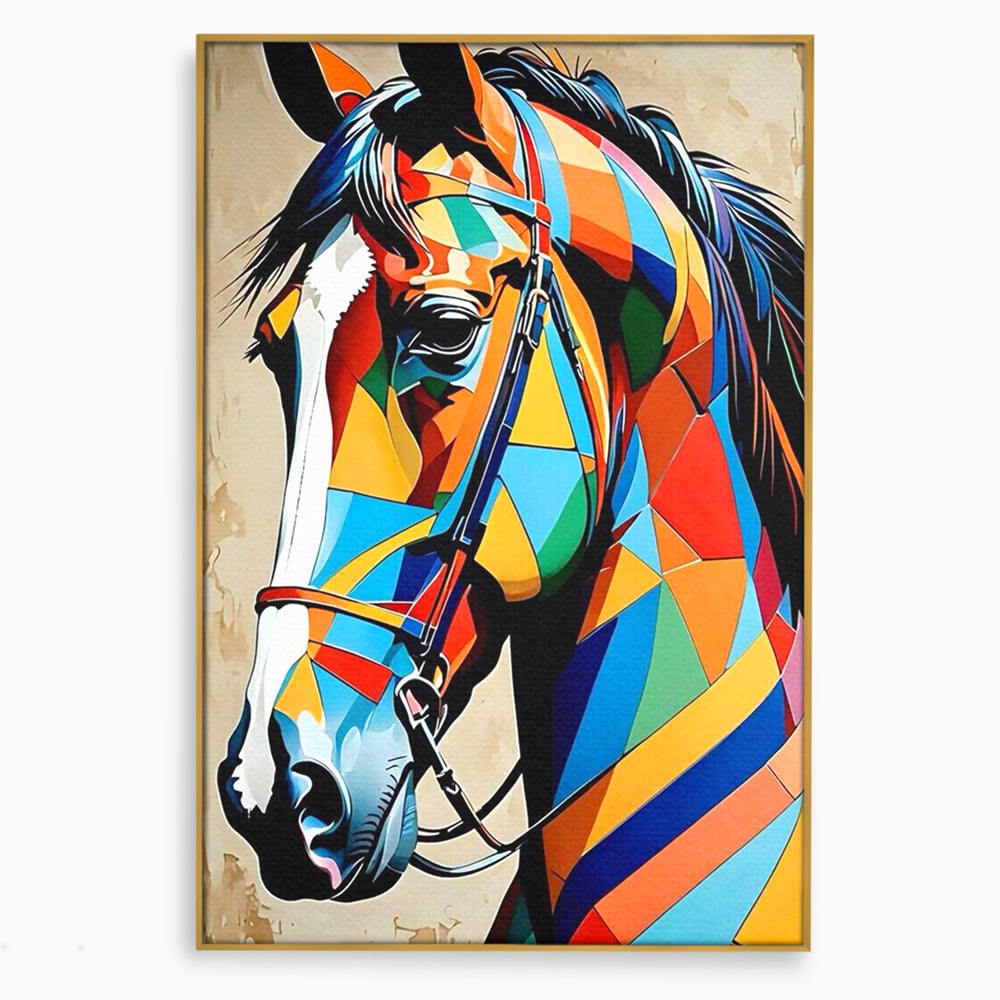 Tablou Canvas Premium, LuxCanva® C1301, Calul din lumina, Geometrie, Culori, Abstract, Armasar, Herghelie, Curcubeu, Calaret, Noblete, Forta, Gratie, Natura, Eleganta, Birou, Living, Dormitor