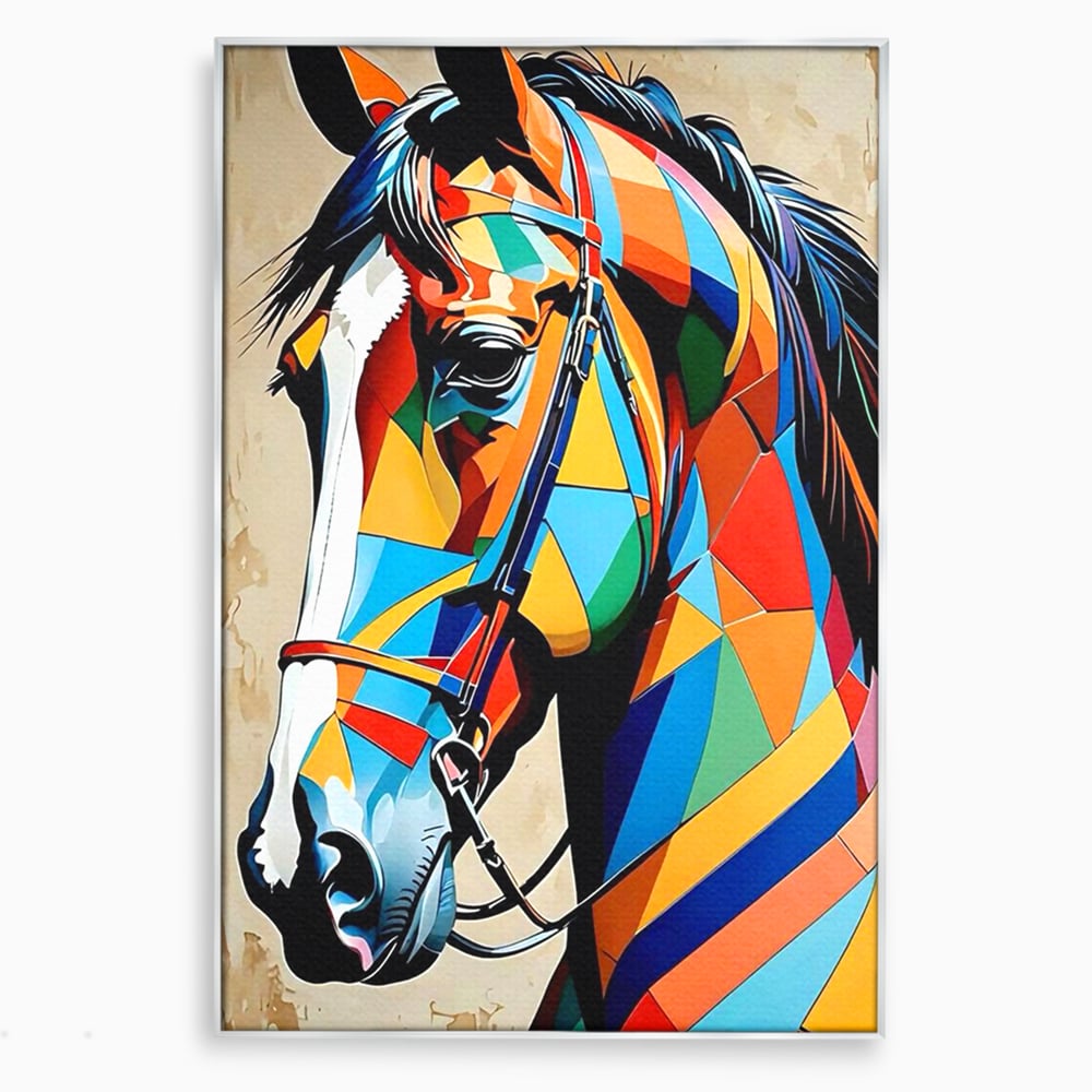 Tablou Canvas Premium, LuxCanva® C1301, Calul din lumina, Geometrie, Culori, Abstract, Armasar, Herghelie, Curcubeu, Calaret, Noblete, Forta, Gratie, Natura, Eleganta, Birou, Living, Dormitor