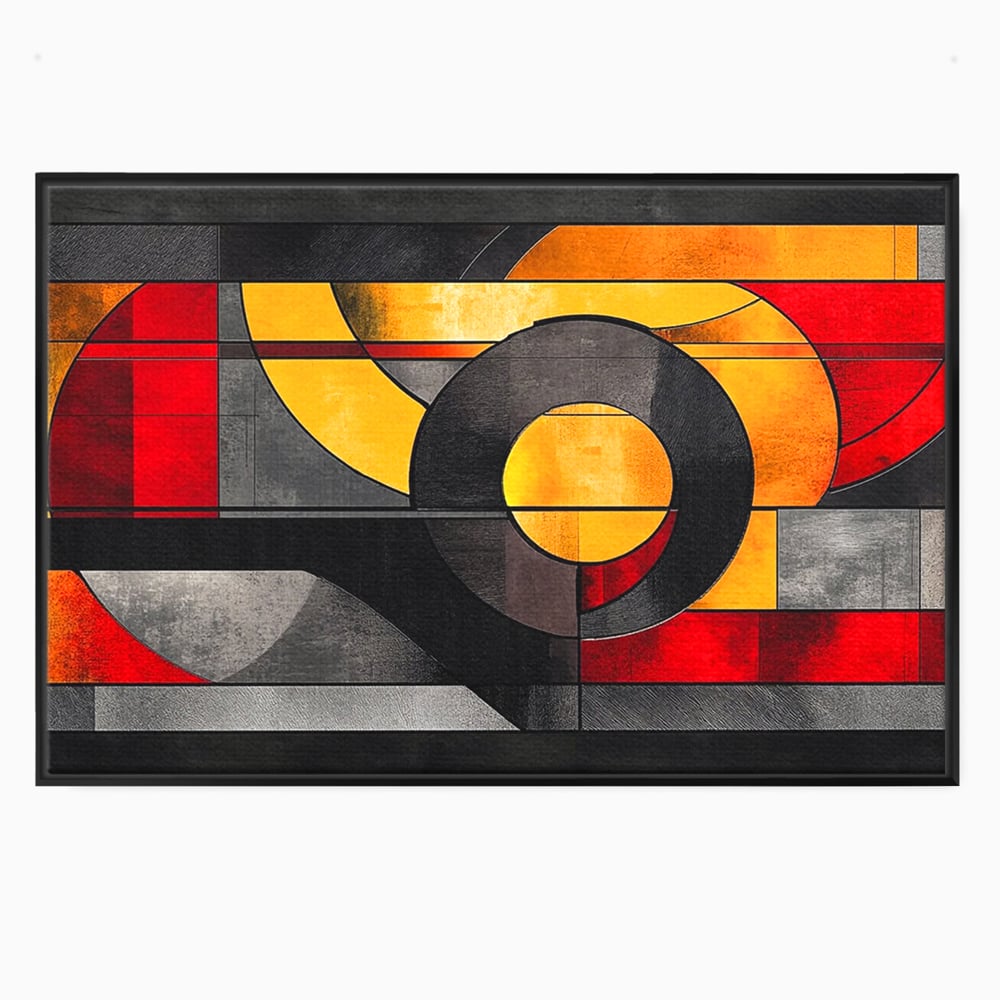Tablou Canvas Premium, LuxCanva® C1302, Cercul care taie linistea, Geometrie, Culori, Abstract, Echilibru, Rosu, Foc, Cerc, Ars, Linii, Arhitectura, Simbol, Design, Arta, Birou, Living, Dormitor