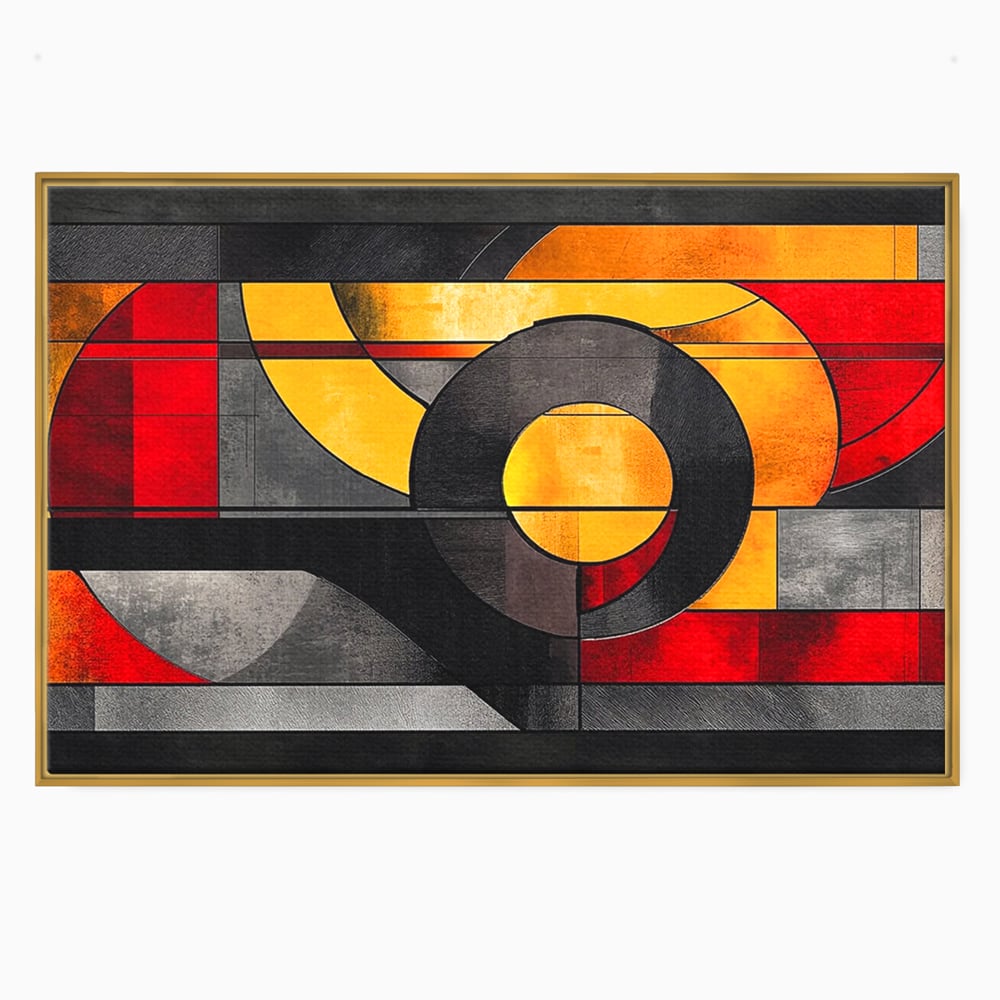 Tablou Canvas Premium, LuxCanva® C1302, Cercul care taie linistea, Geometrie, Culori, Abstract, Echilibru, Rosu, Foc, Cerc, Ars, Linii, Arhitectura, Simbol, Design, Arta, Birou, Living, Dormitor