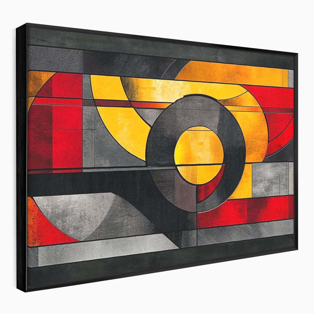Tablou Canvas Premium, LuxCanva® C1302, Cercul care taie linistea, Geometrie, Culori, Abstract, Echilibru, Rosu, Foc, Cerc, Ars, Linii, Arhitectura, Simbol, Design, Arta, Birou, Living, Dormitor