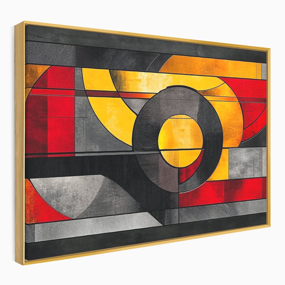 Tablou Canvas Premium, LuxCanva® C1302, Cercul care taie linistea, Geometrie, Culori, Abstract, Echilibru, Rosu, Foc, Cerc, Ars, Linii, Arhitectura, Simbol, Design, Arta, Birou, Living, Dormitor