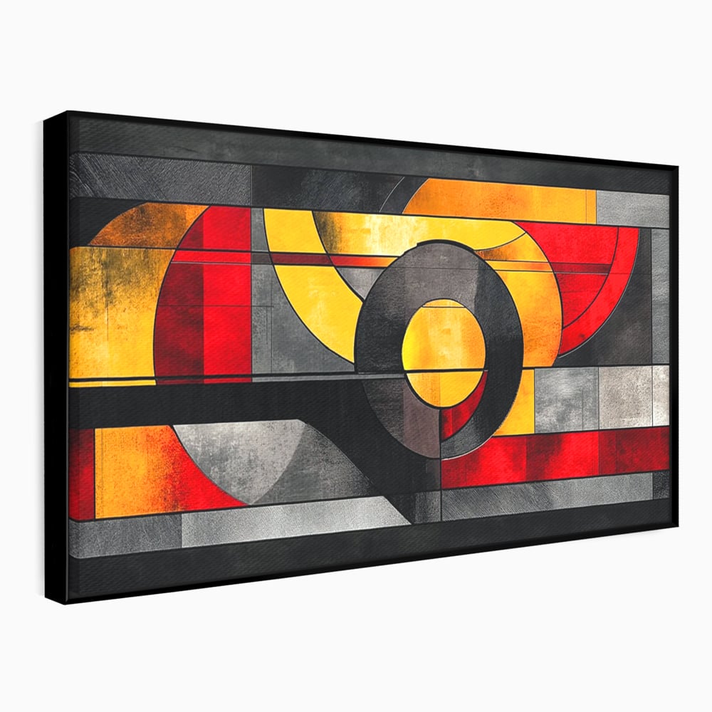 Tablou Canvas Premium, LuxCanva® C1302, Cercul care taie linistea, Geometrie, Culori, Abstract, Echilibru, Rosu, Foc, Cerc, Ars, Linii, Arhitectura, Simbol, Design, Arta, Birou, Living, Dormitor