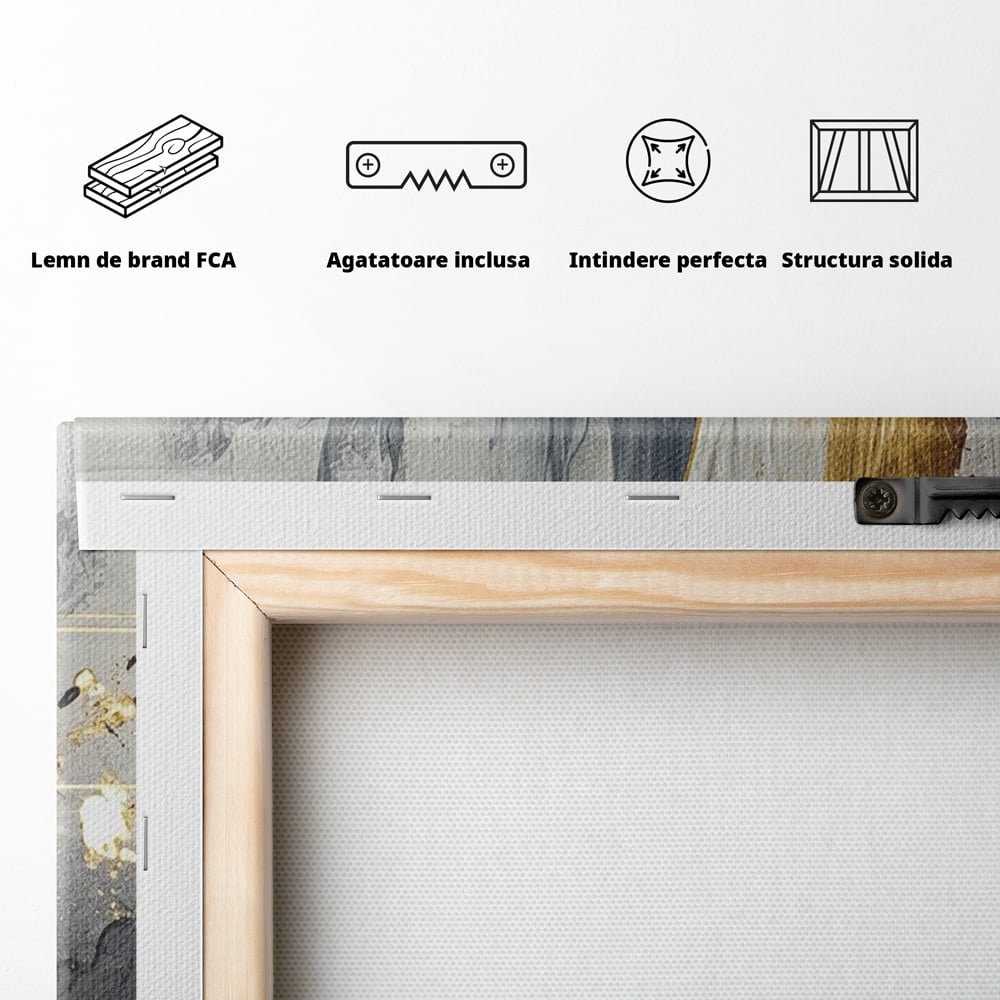Tablou Canvas Premium, LuxCanva® C1305, Tacere turnata in aur, Geometrie, Culori, Abstract, Auriu, Valuri, Minimalism, Design, Curgere, Miscare, Interior, Expozitie, Arta, Birou, Living, Dormitor