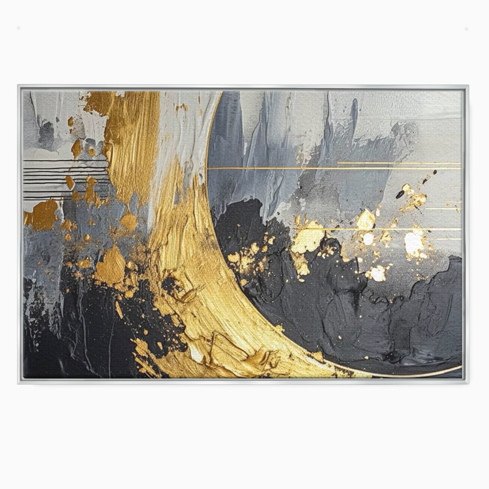 Tablou Canvas Premium, LuxCanva® C1305, Tacere turnata in aur, Geometrie, Culori, Abstract, Auriu, Valuri, Minimalism, Design, Curgere, Miscare, Interior, Expozitie, Arta, Birou, Living, Dormitor