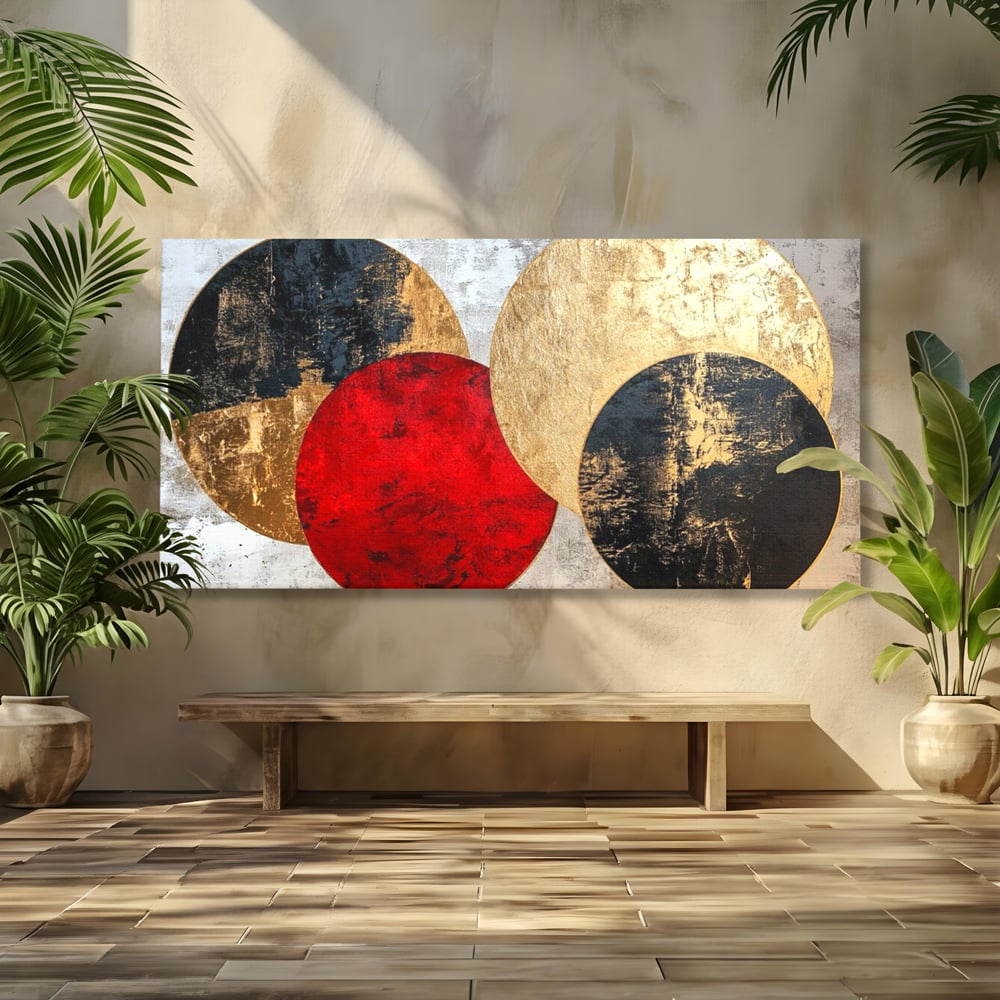 Tablou Canvas Premium, LuxCanva® C1308, Inceput Fara Sfarsit, Geometrie, Culori, Abstract, Auriu, Cosmos, Forma, Rugaciune, Ritual, Tensiune, Suprapuneri, Forma, Stare, Birou, Living, Dormitor