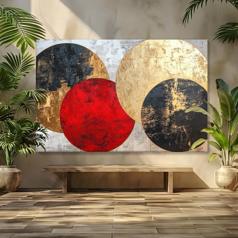 Tablou Canvas Premium, LuxCanva® C1308, Inceput Fara Sfarsit, Geometrie, Culori, Abstract, Auriu, Cosmos, Forma, Rugaciune, Ritual, Tensiune, Suprapuneri, Forma, Stare, Birou, Living, Dormitor