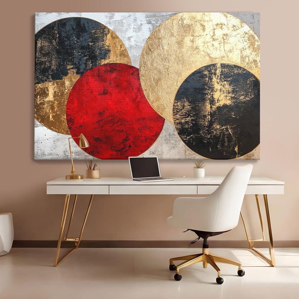 Tablou Canvas Premium, LuxCanva® C1308, Inceput Fara Sfarsit, Geometrie, Culori, Abstract, Auriu, Cosmos, Forma, Rugaciune, Ritual, Tensiune, Suprapuneri, Forma, Stare, Birou, Living, Dormitor