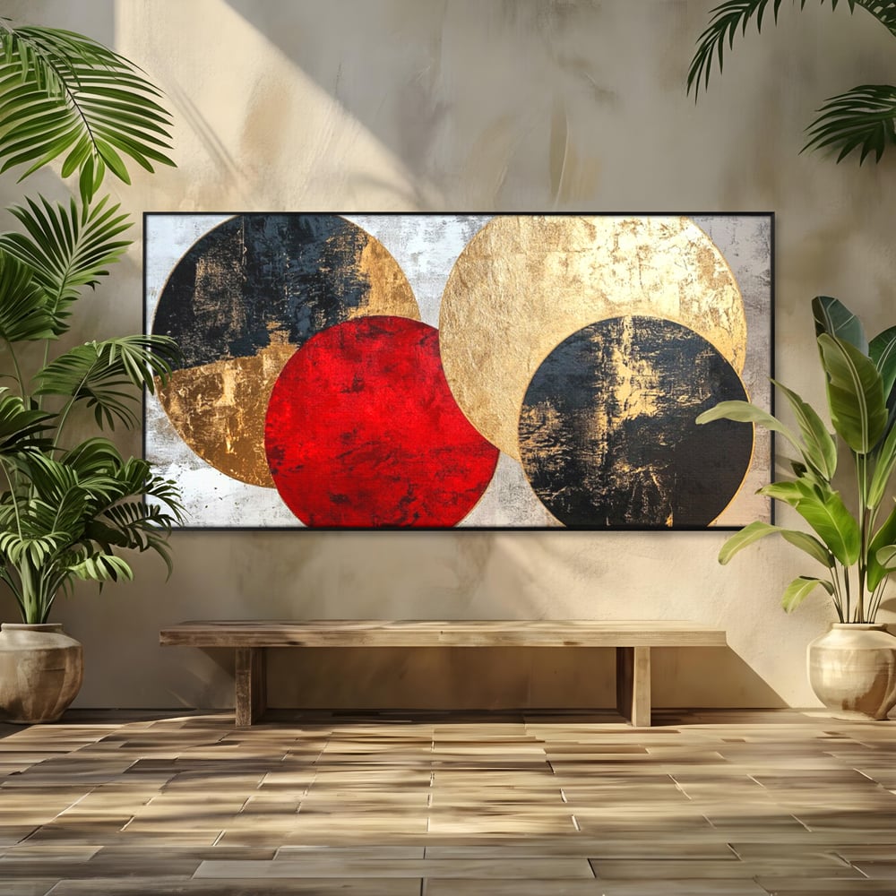 Tablou Canvas Premium, LuxCanva® C1308, Inceput Fara Sfarsit, Geometrie, Culori, Abstract, Auriu, Cosmos, Forma, Rugaciune, Ritual, Tensiune, Suprapuneri, Forma, Stare, Birou, Living, Dormitor