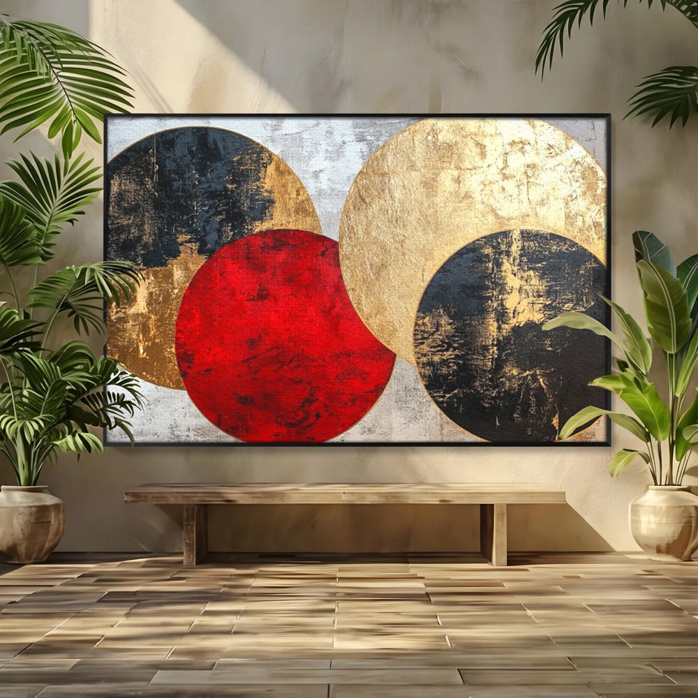 Tablou Canvas Premium, LuxCanva® C1308, Inceput Fara Sfarsit, Geometrie, Culori, Abstract, Auriu, Cosmos, Forma, Rugaciune, Ritual, Tensiune, Suprapuneri, Forma, Stare, Birou, Living, Dormitor