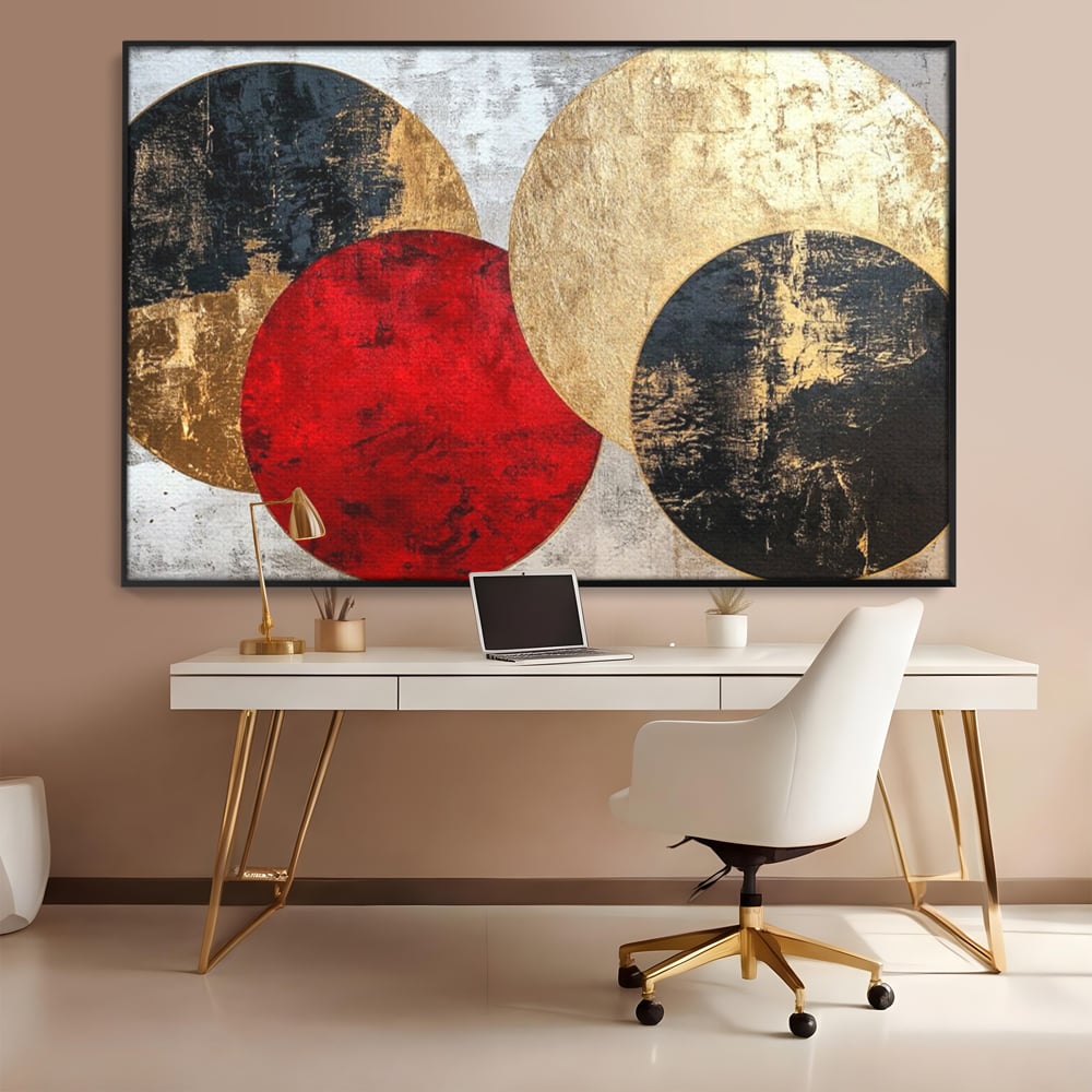 Tablou Canvas Premium, LuxCanva® C1308, Inceput Fara Sfarsit, Geometrie, Culori, Abstract, Auriu, Cosmos, Forma, Rugaciune, Ritual, Tensiune, Suprapuneri, Forma, Stare, Birou, Living, Dormitor