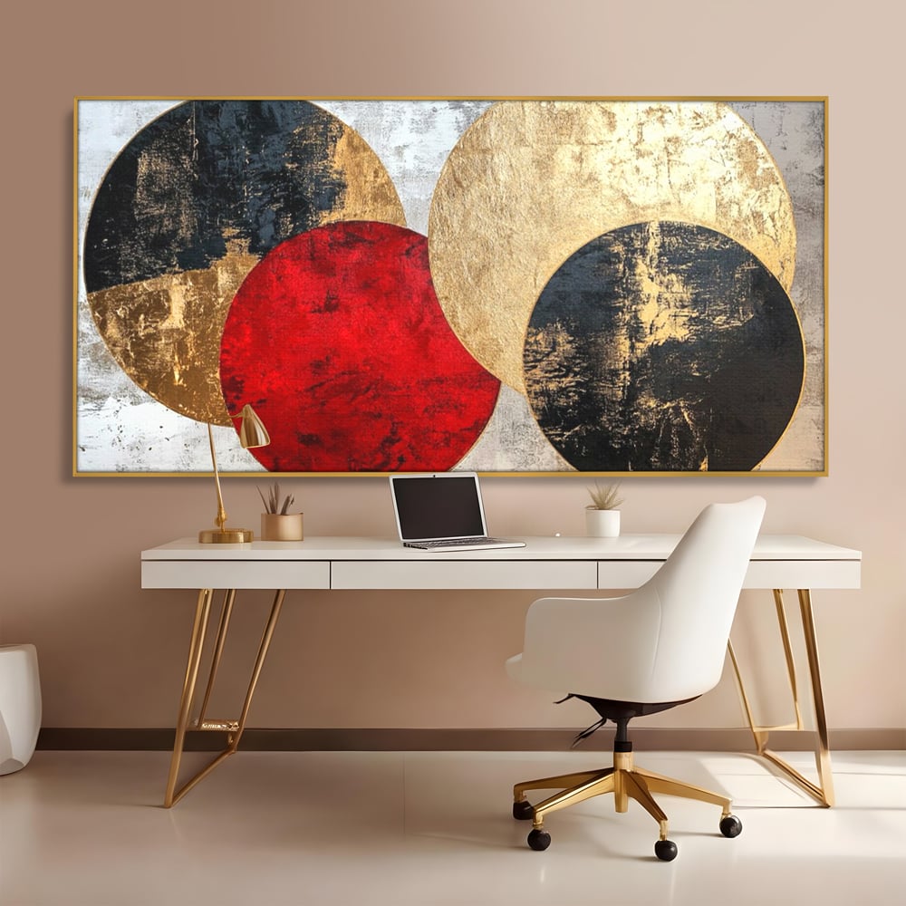 Tablou Canvas Premium, LuxCanva® C1308, Inceput Fara Sfarsit, Geometrie, Culori, Abstract, Auriu, Cosmos, Forma, Rugaciune, Ritual, Tensiune, Suprapuneri, Forma, Stare, Birou, Living, Dormitor