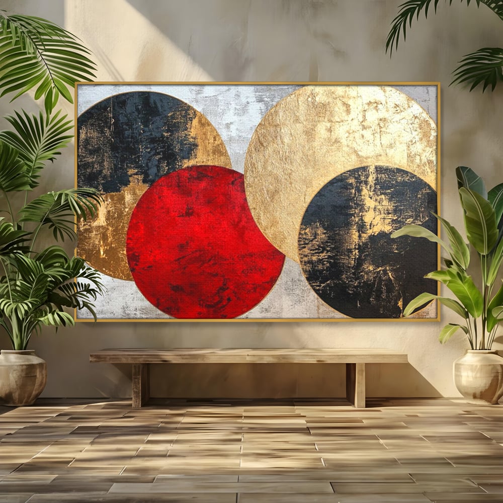 Tablou Canvas Premium, LuxCanva® C1308, Inceput Fara Sfarsit, Geometrie, Culori, Abstract, Auriu, Cosmos, Forma, Rugaciune, Ritual, Tensiune, Suprapuneri, Forma, Stare, Birou, Living, Dormitor