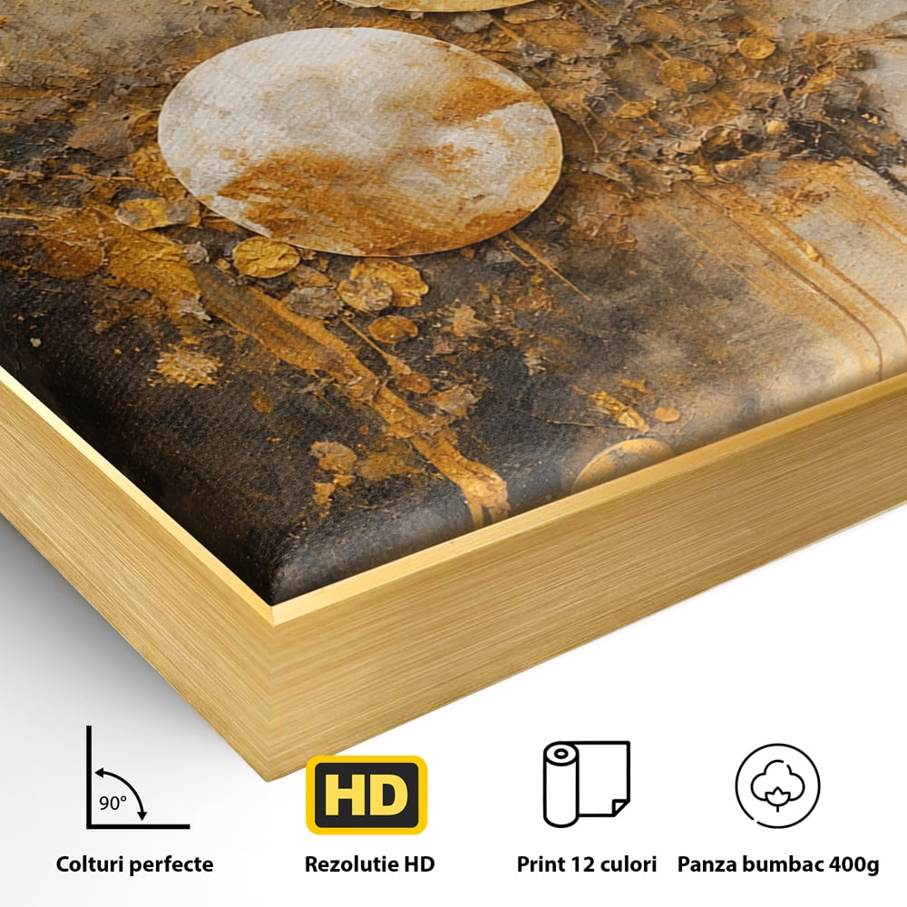 Tablou Canvas Premium, LuxCanva® C1309, Ordinea Nevazuta, Geometrie, Culori, Abstract, Auriu, Cosmos, Materie, Spiritualitate, Sacru, Lumina, Energie, Circular, Compozitie, Birou, Living, Dormitor