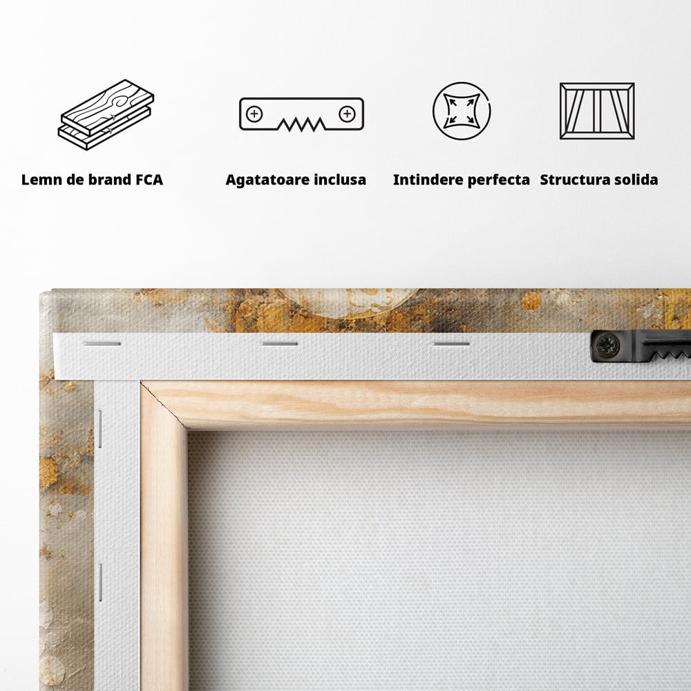 Tablou Canvas Premium, LuxCanva® C1309, Ordinea Nevazuta, Geometrie, Culori, Abstract, Auriu, Cosmos, Materie, Spiritualitate, Sacru, Lumina, Energie, Circular, Compozitie, Birou, Living, Dormitor