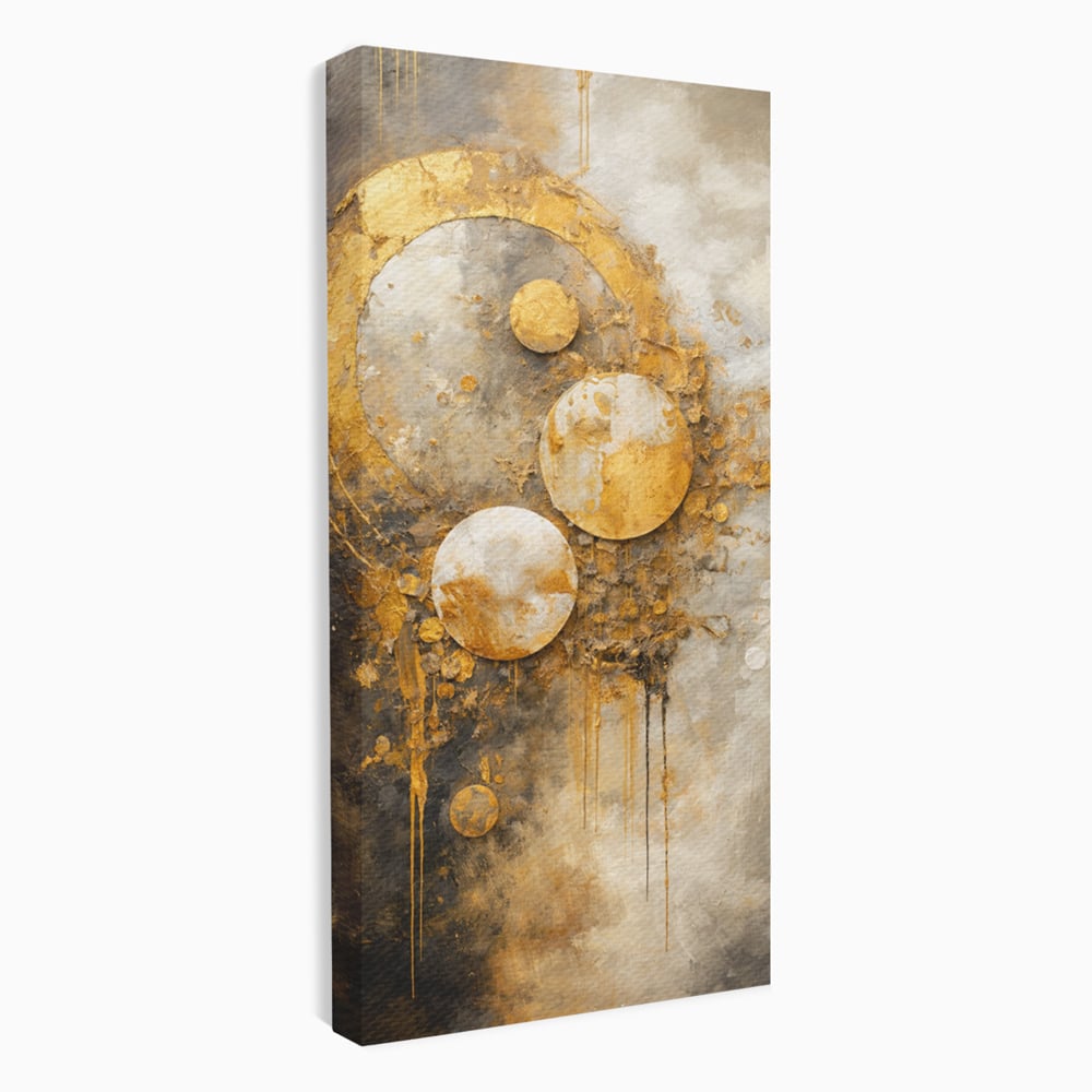 Tablou Canvas Premium, LuxCanva® C1309, Ordinea Nevazuta, Geometrie, Culori, Abstract, Auriu, Cosmos, Materie, Spiritualitate, Sacru, Lumina, Energie, Circular, Compozitie, Birou, Living, Dormitor