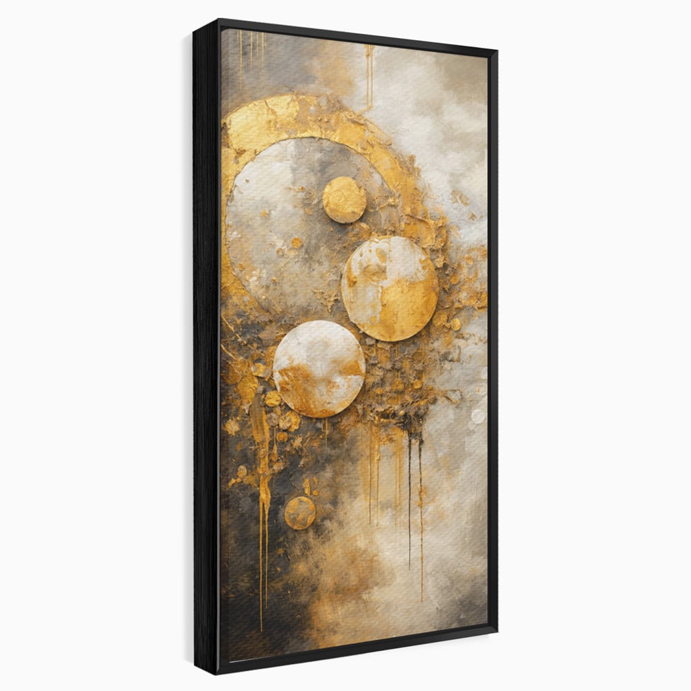 Tablou Canvas Premium, LuxCanva® C1309, Ordinea Nevazuta, Geometrie, Culori, Abstract, Auriu, Cosmos, Materie, Spiritualitate, Sacru, Lumina, Energie, Circular, Compozitie, Birou, Living, Dormitor