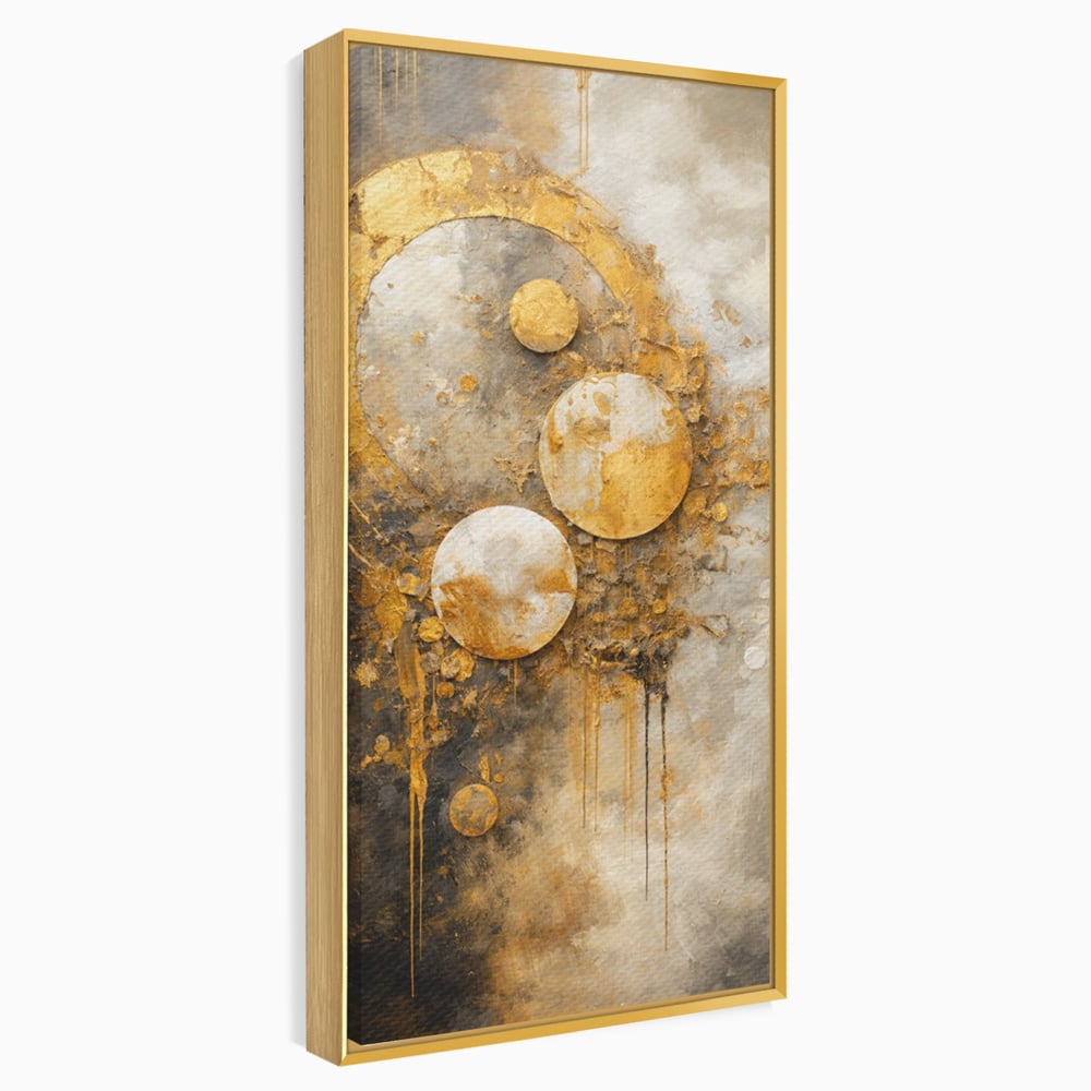 Tablou Canvas Premium, LuxCanva® C1309, Ordinea Nevazuta, Geometrie, Culori, Abstract, Auriu, Cosmos, Materie, Spiritualitate, Sacru, Lumina, Energie, Circular, Compozitie, Birou, Living, Dormitor