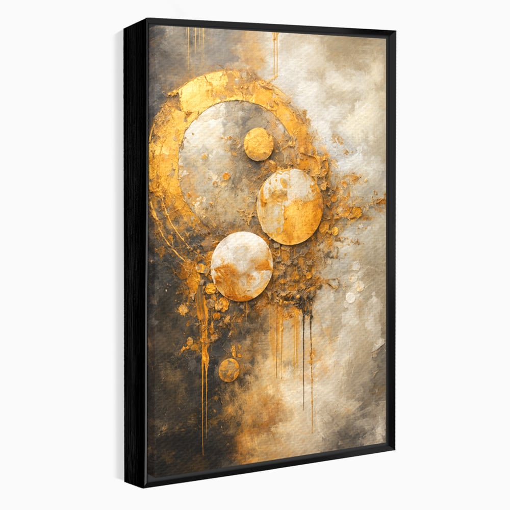 Tablou Canvas Premium, LuxCanva® C1309, Ordinea Nevazuta, Geometrie, Culori, Abstract, Auriu, Cosmos, Materie, Spiritualitate, Sacru, Lumina, Energie, Circular, Compozitie, Birou, Living, Dormitor