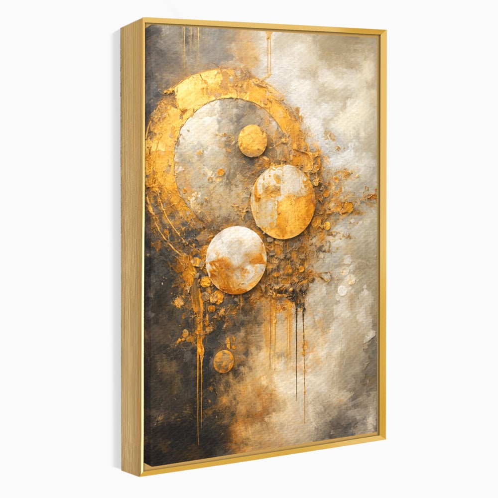 Tablou Canvas Premium, LuxCanva® C1309, Ordinea Nevazuta, Geometrie, Culori, Abstract, Auriu, Cosmos, Materie, Spiritualitate, Sacru, Lumina, Energie, Circular, Compozitie, Birou, Living, Dormitor