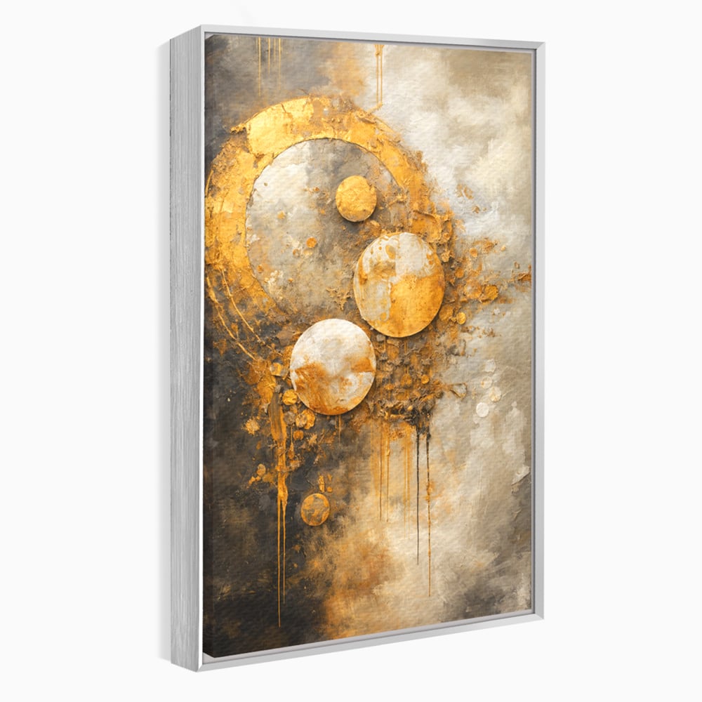 Tablou Canvas Premium, LuxCanva® C1309, Ordinea Nevazuta, Geometrie, Culori, Abstract, Auriu, Cosmos, Materie, Spiritualitate, Sacru, Lumina, Energie, Circular, Compozitie, Birou, Living, Dormitor