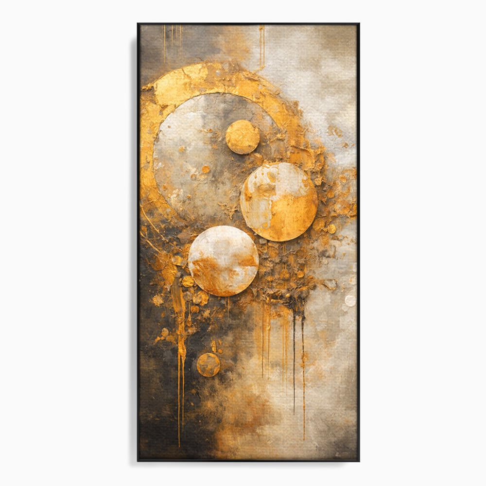 Tablou Canvas Premium, LuxCanva® C1309, Ordinea Nevazuta, Geometrie, Culori, Abstract, Auriu, Cosmos, Materie, Spiritualitate, Sacru, Lumina, Energie, Circular, Compozitie, Birou, Living, Dormitor