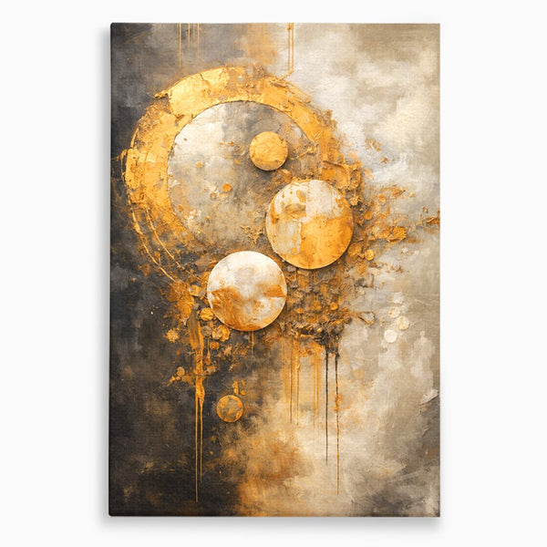 Tablou Canvas Premium, LuxCanva® C1309, Ordinea Nevazuta, Geometrie, Culori, Abstract, Auriu, Cosmos, Materie, Spiritualitate, Sacru, Lumina, Energie, Circular, Compozitie, Birou, Living, Dormitor