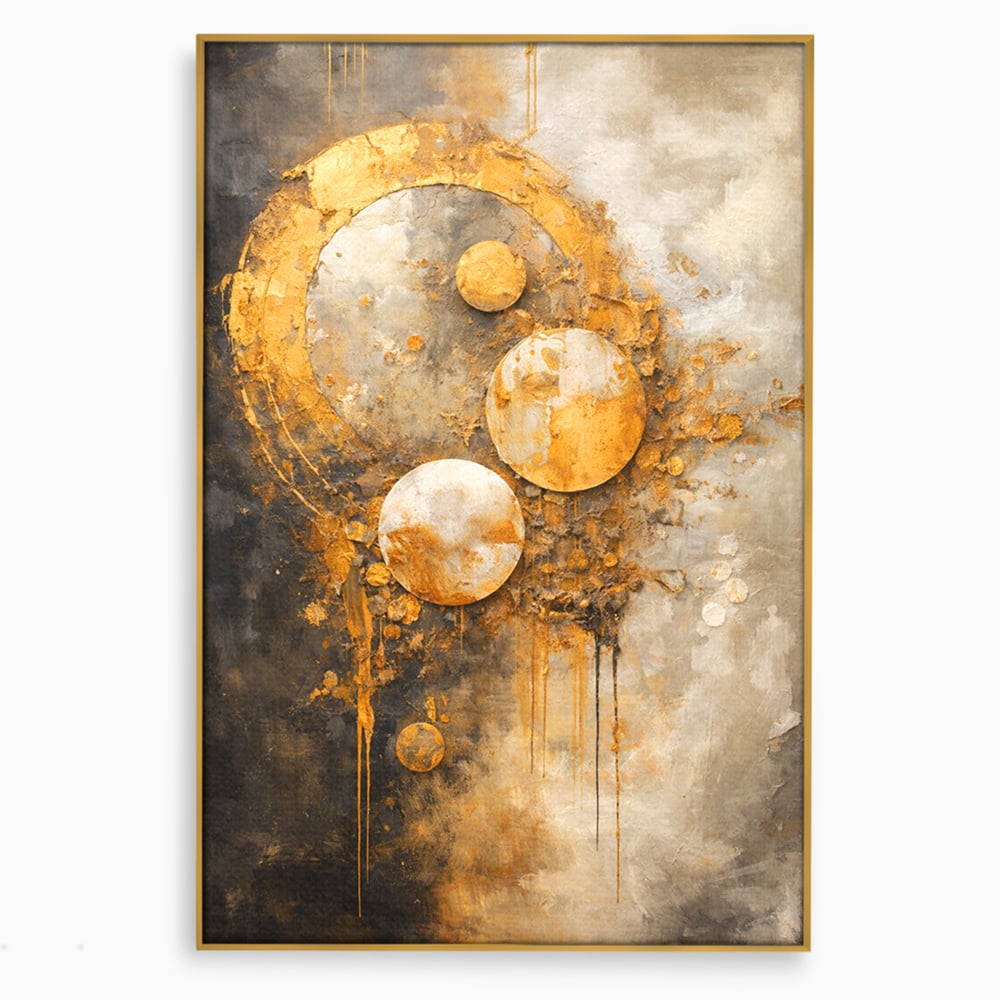 Tablou Canvas Premium, LuxCanva® C1309, Ordinea Nevazuta, Geometrie, Culori, Abstract, Auriu, Cosmos, Materie, Spiritualitate, Sacru, Lumina, Energie, Circular, Compozitie, Birou, Living, Dormitor