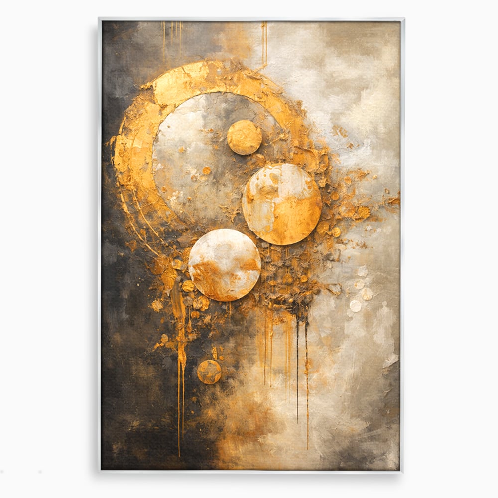 Tablou Canvas Premium, LuxCanva® C1309, Ordinea Nevazuta, Geometrie, Culori, Abstract, Auriu, Cosmos, Materie, Spiritualitate, Sacru, Lumina, Energie, Circular, Compozitie, Birou, Living, Dormitor