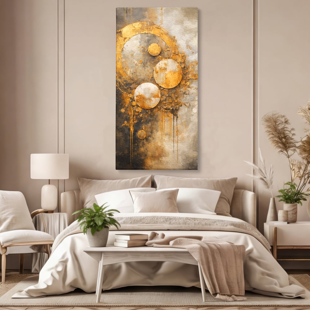 Tablou Canvas Premium, LuxCanva® C1309, Ordinea Nevazuta, Geometrie, Culori, Abstract, Auriu, Cosmos, Materie, Spiritualitate, Sacru, Lumina, Energie, Circular, Compozitie, Birou, Living, Dormitor
