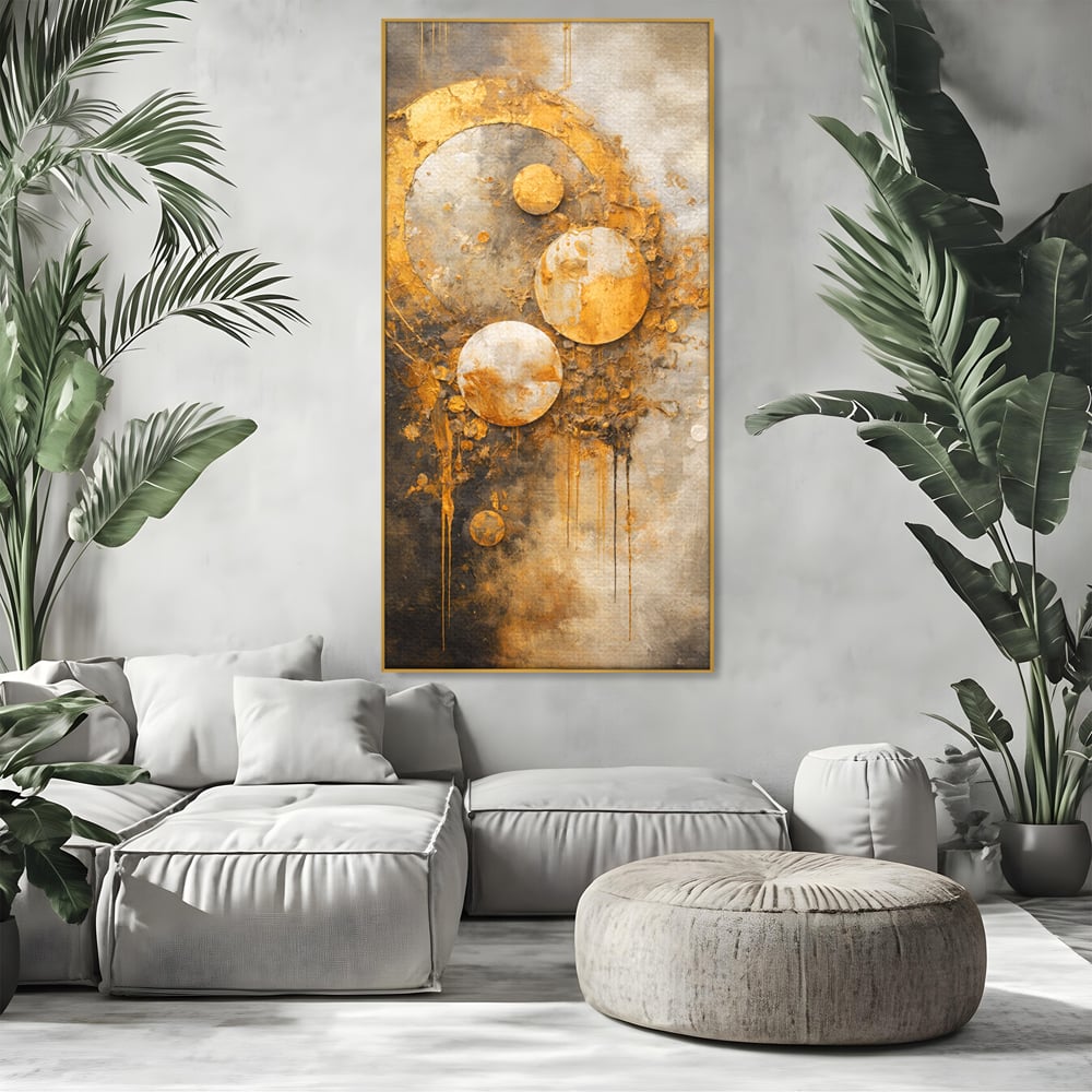 Tablou Canvas Premium, LuxCanva® C1309, Ordinea Nevazuta, Geometrie, Culori, Abstract, Auriu, Cosmos, Materie, Spiritualitate, Sacru, Lumina, Energie, Circular, Compozitie, Birou, Living, Dormitor