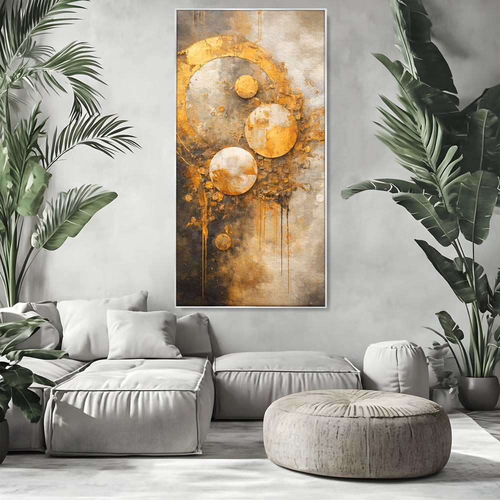 Tablou Canvas Premium, LuxCanva® C1309, Ordinea Nevazuta, Geometrie, Culori, Abstract, Auriu, Cosmos, Materie, Spiritualitate, Sacru, Lumina, Energie, Circular, Compozitie, Birou, Living, Dormitor