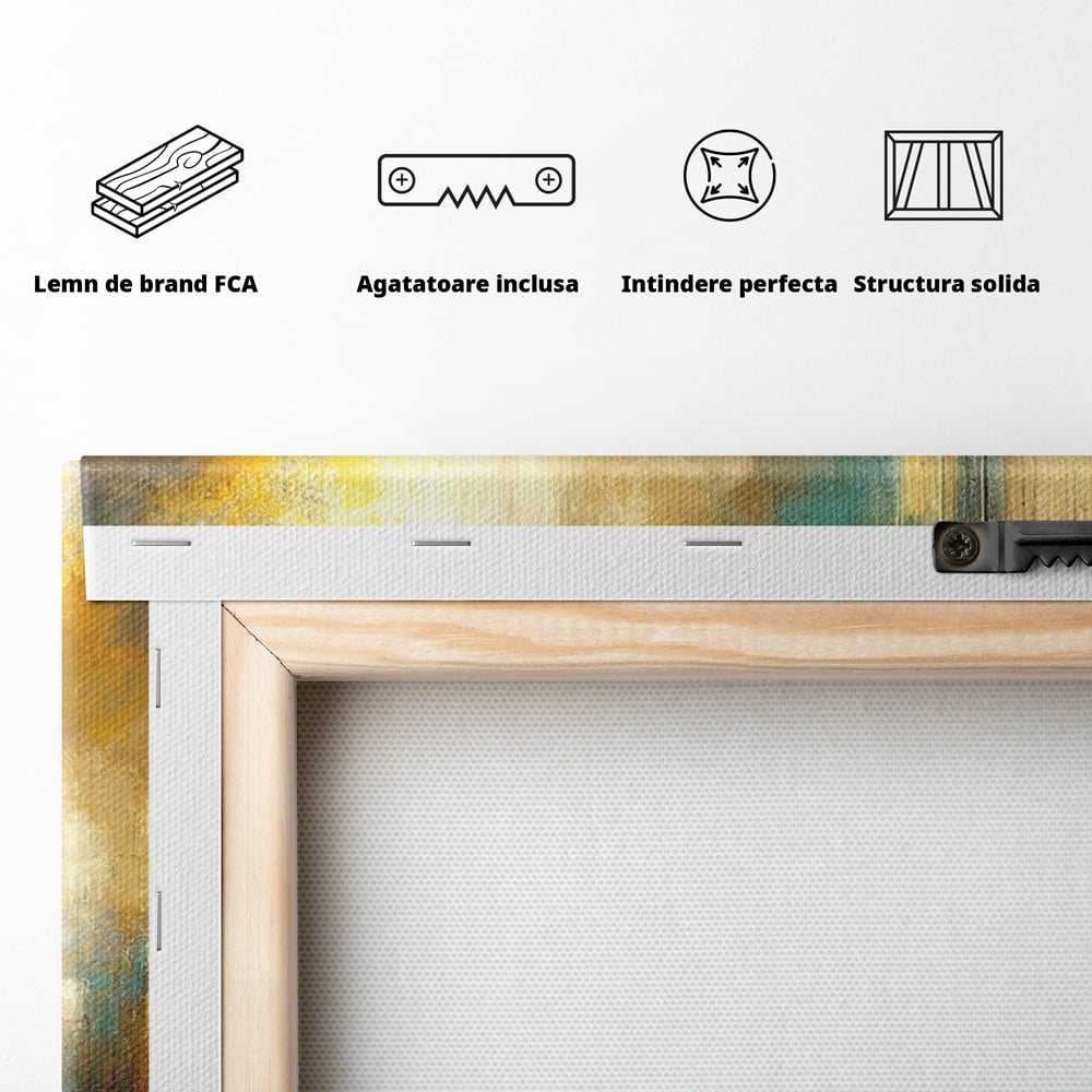Tablou Canvas Premium, LuxCanva® C1310, Respiratia Zorilor, Culori, Abstract, Auriu, Pod, Trecere, Oras, Plimbare, Romantism, Dimineata, Lumina, Reflexie, Aur, Punte, Birou, Living, Dormitor
