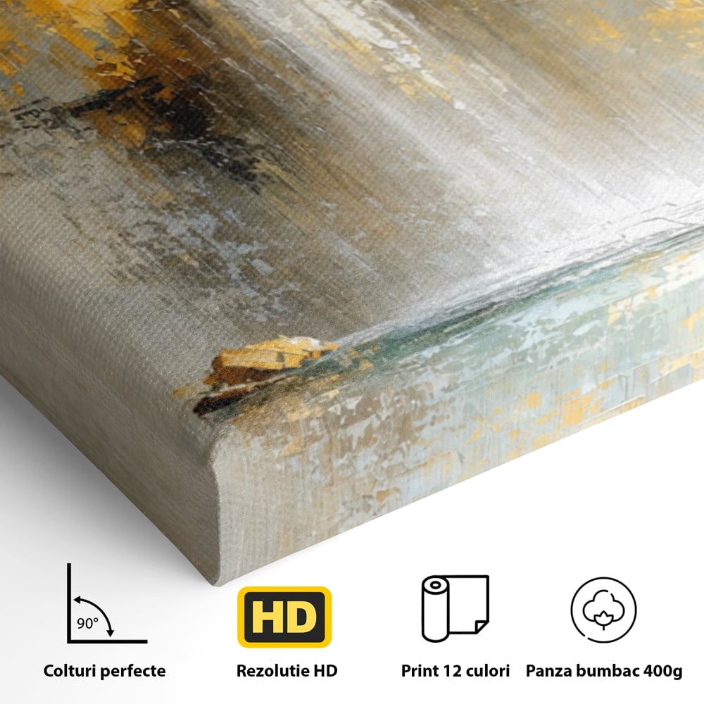 Tablou Canvas Premium, LuxCanva® C1311, Rugaciunea Apei, Culori, Abstract, Auriu, Cadere, Curgere, Cascada, Gold, Purificare, Ritual, Energie, Natura, Contemplare, Visare, Birou, Living, Dormitor