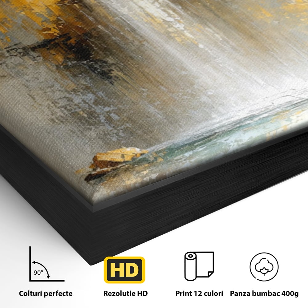 Tablou Canvas Premium, LuxCanva® C1311, Rugaciunea Apei, Culori, Abstract, Auriu, Cadere, Curgere, Cascada, Gold, Purificare, Ritual, Energie, Natura, Contemplare, Visare, Birou, Living, Dormitor