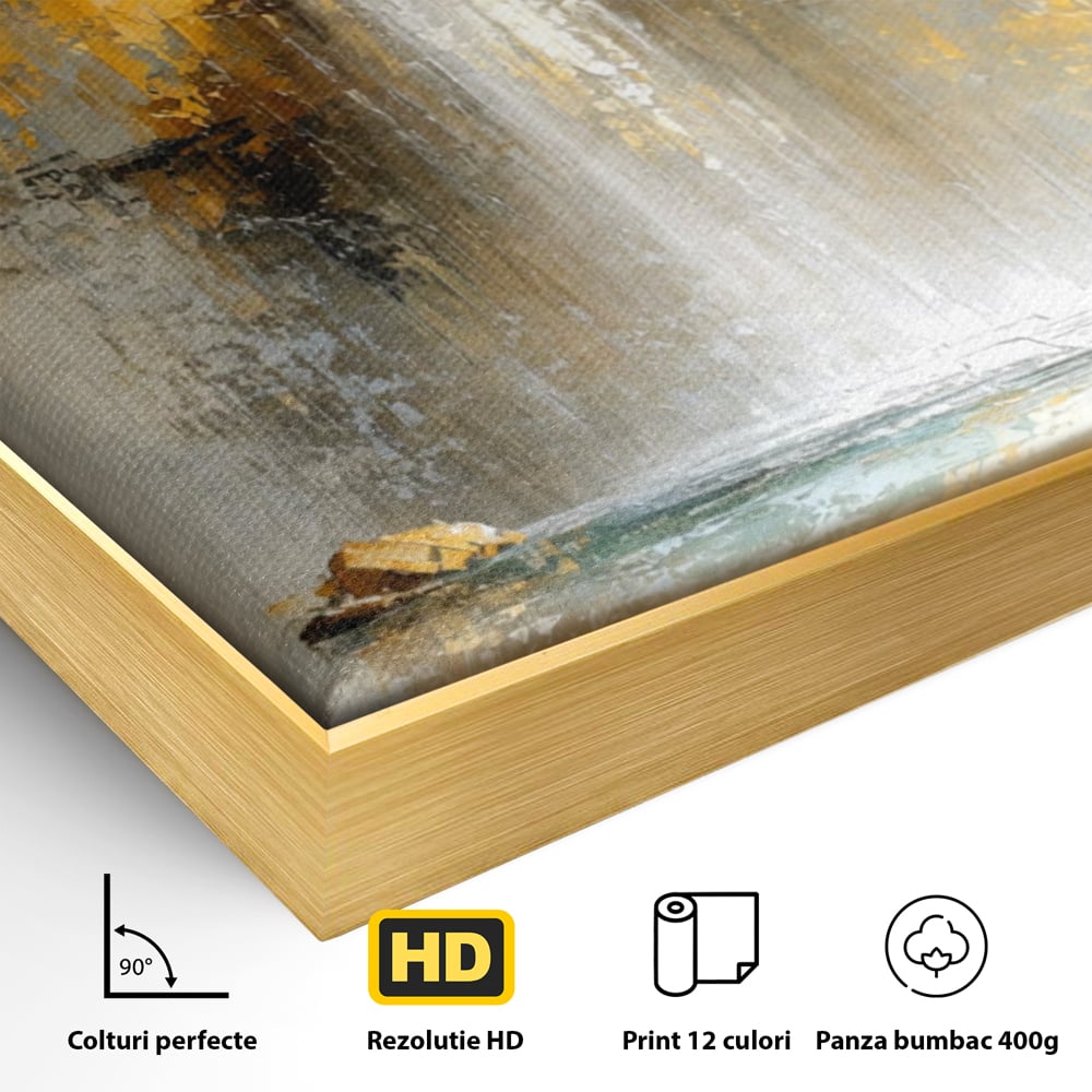 Tablou Canvas Premium, LuxCanva® C1311, Rugaciunea Apei, Culori, Abstract, Auriu, Cadere, Curgere, Cascada, Gold, Purificare, Ritual, Energie, Natura, Contemplare, Visare, Birou, Living, Dormitor