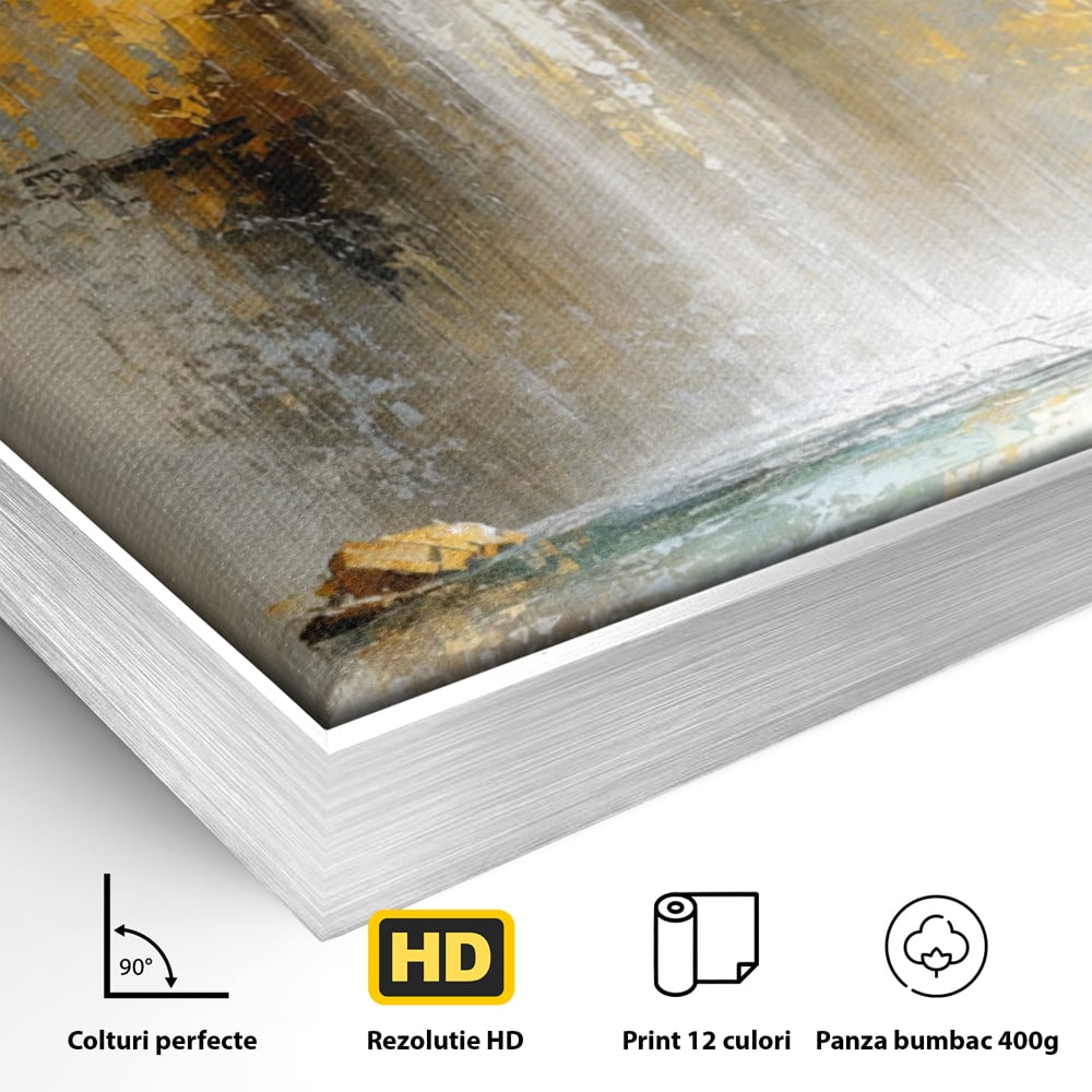 Tablou Canvas Premium, LuxCanva® C1311, Rugaciunea Apei, Culori, Abstract, Auriu, Cadere, Curgere, Cascada, Gold, Purificare, Ritual, Energie, Natura, Contemplare, Visare, Birou, Living, Dormitor