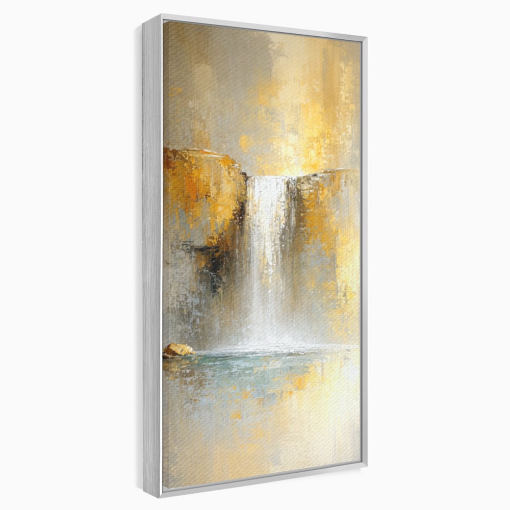 Tablou Canvas Premium, LuxCanva® C1311, Rugaciunea Apei, Culori, Abstract, Auriu, Cadere, Curgere, Cascada, Gold, Purificare, Ritual, Energie, Natura, Contemplare, Visare, Birou, Living, Dormitor