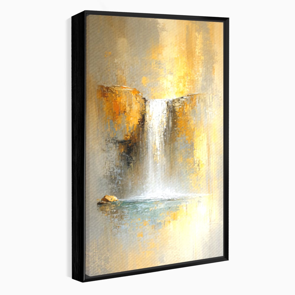 Tablou Canvas Premium, LuxCanva® C1311, Rugaciunea Apei, Culori, Abstract, Auriu, Cadere, Curgere, Cascada, Gold, Purificare, Ritual, Energie, Natura, Contemplare, Visare, Birou, Living, Dormitor