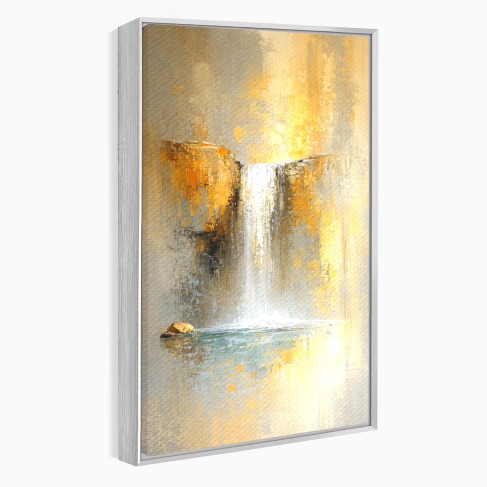 Tablou Canvas Premium, LuxCanva® C1311, Rugaciunea Apei, Culori, Abstract, Auriu, Cadere, Curgere, Cascada, Gold, Purificare, Ritual, Energie, Natura, Contemplare, Visare, Birou, Living, Dormitor