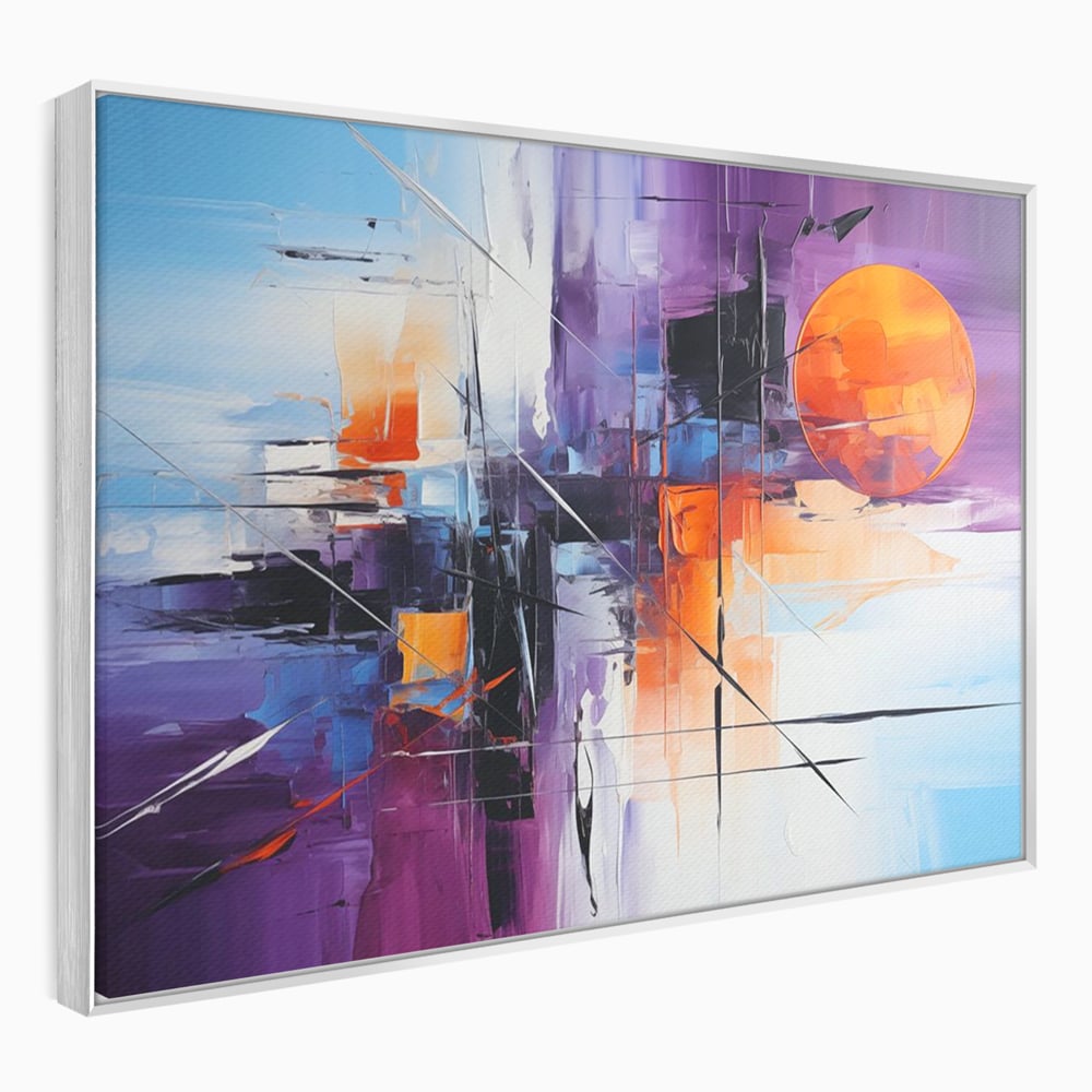 Tablou Canvas Premium, LuxCanva® C1312, Rasarit Artificial, Culori, Abstract, Dinamism, Modern, Portocaliu, Violet, Albastru, Linii, Traseu, Haos, Futurist, Miscare, Birou, Living, Dormitor