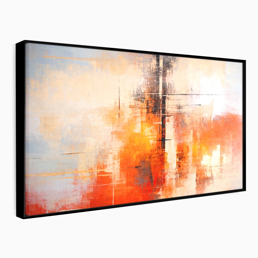 Tablou Canvas Premium, LuxCanva® C1314, Intre Cer si Beton, Culori, Abstract, Dinamism, Modern, Portocaliu, Rosu, Gri, Conectare, Retea, Structura, Arhitectural, Ziduri, Birou, Living, Dormitor