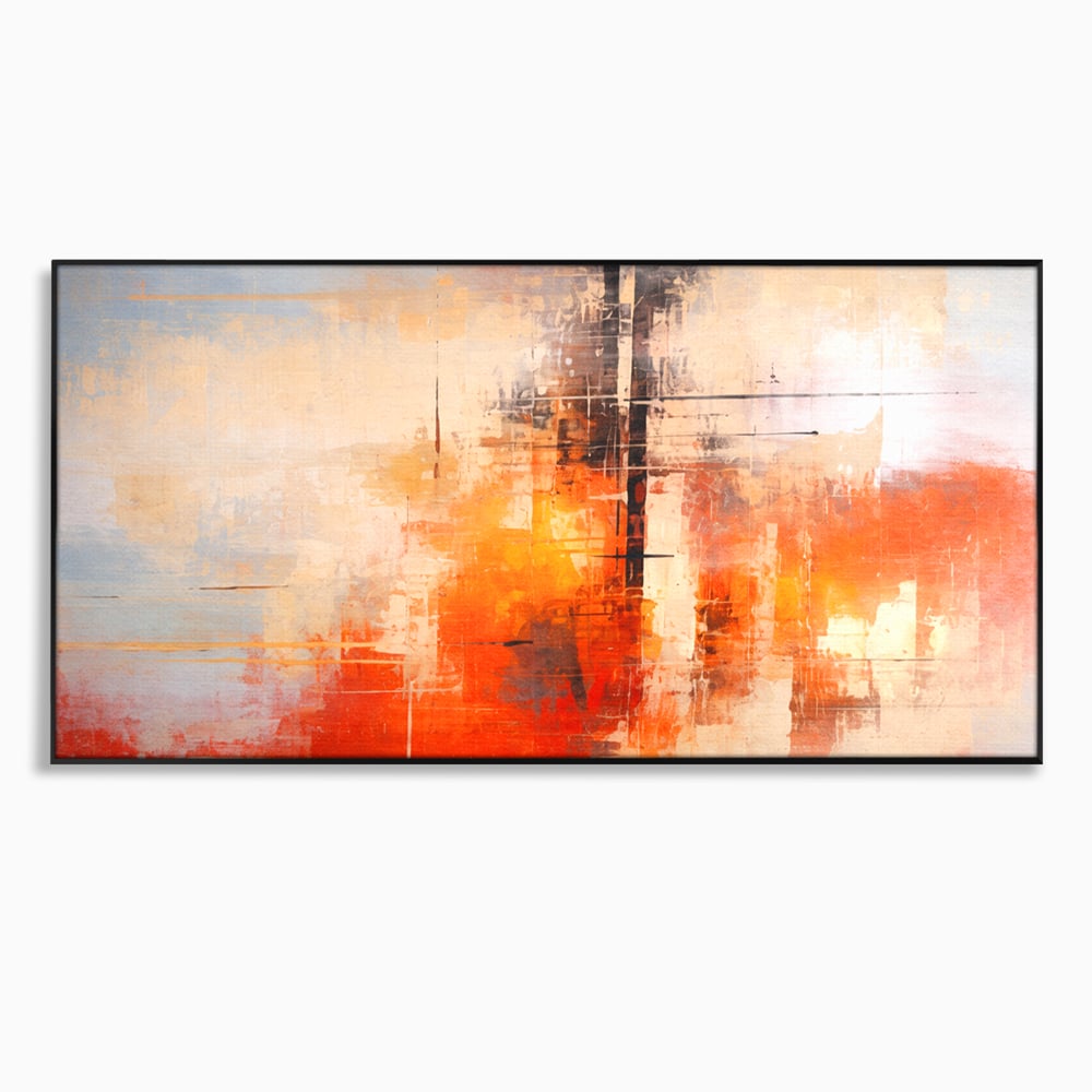Tablou Canvas Premium, LuxCanva® C1314, Intre Cer si Beton, Culori, Abstract, Dinamism, Modern, Portocaliu, Rosu, Gri, Conectare, Retea, Structura, Arhitectural, Ziduri, Birou, Living, Dormitor