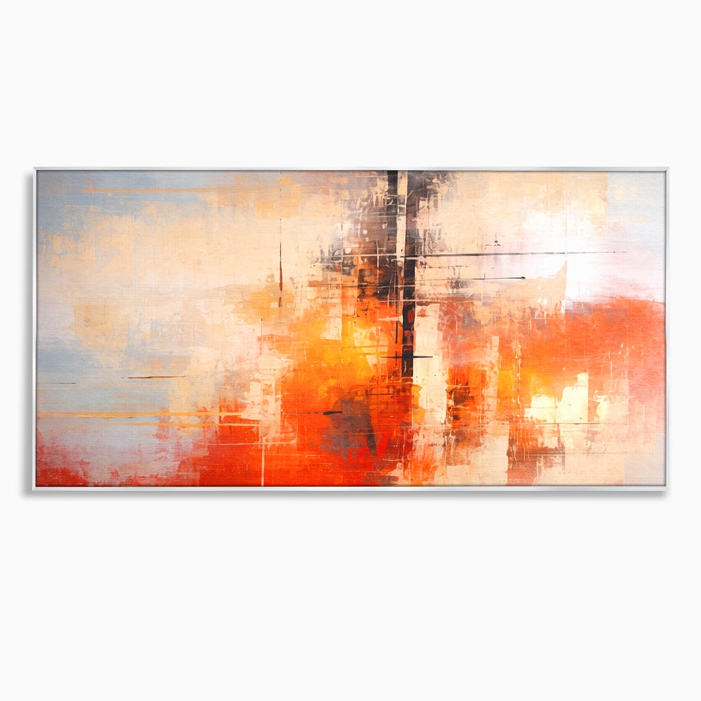 Tablou Canvas Premium, LuxCanva® C1314, Intre Cer si Beton, Culori, Abstract, Dinamism, Modern, Portocaliu, Rosu, Gri, Conectare, Retea, Structura, Arhitectural, Ziduri, Birou, Living, Dormitor