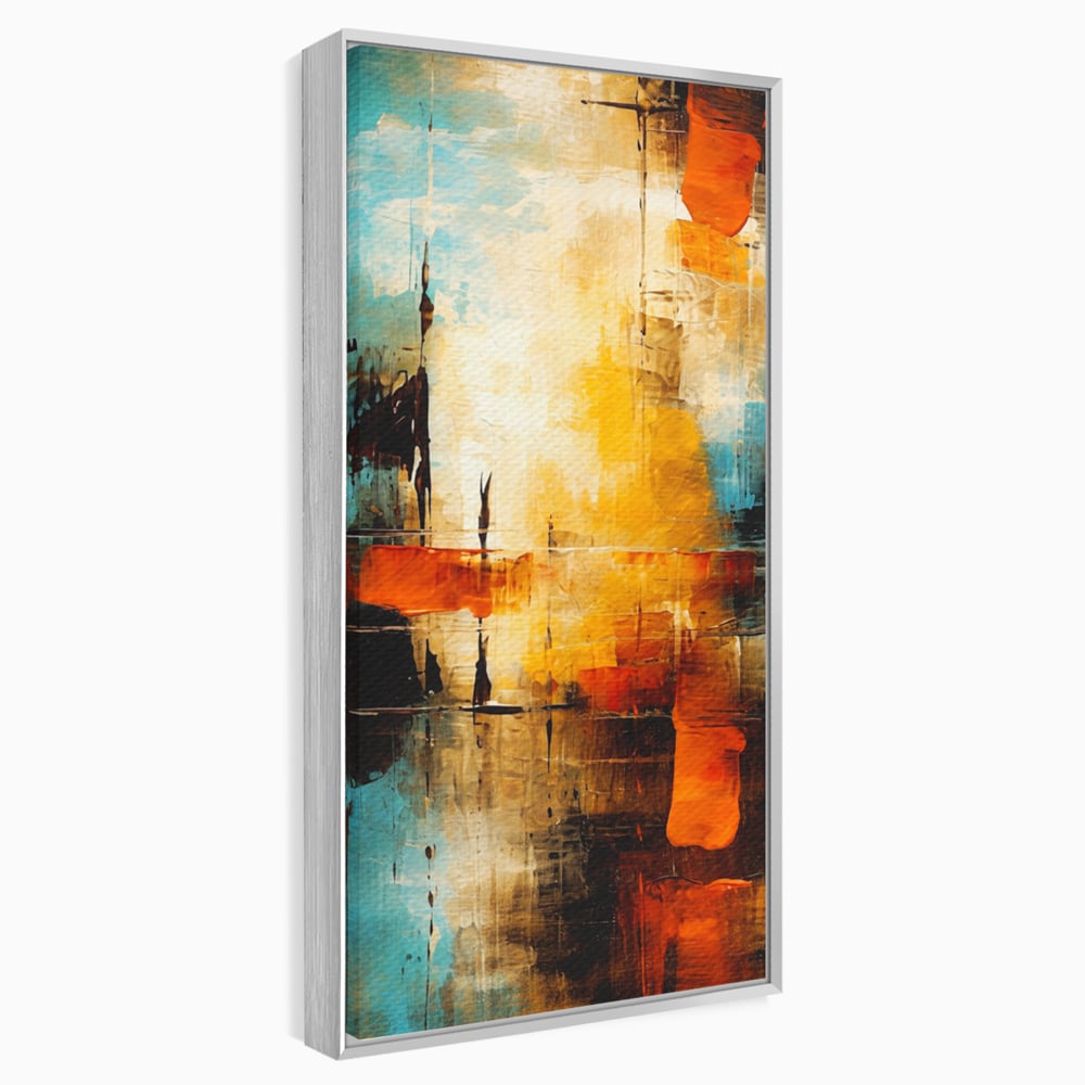 Tablou Canvas Premium, LuxCanva® C1315, Ardere Lenta, Culori, Abstract, Dinamism, Modern, Portocaliu, Rosu, Albastru, Mare, Vapoare, Fereastra, Cer, Arhitectural, Ziduri, Birou, Living, Dormitor